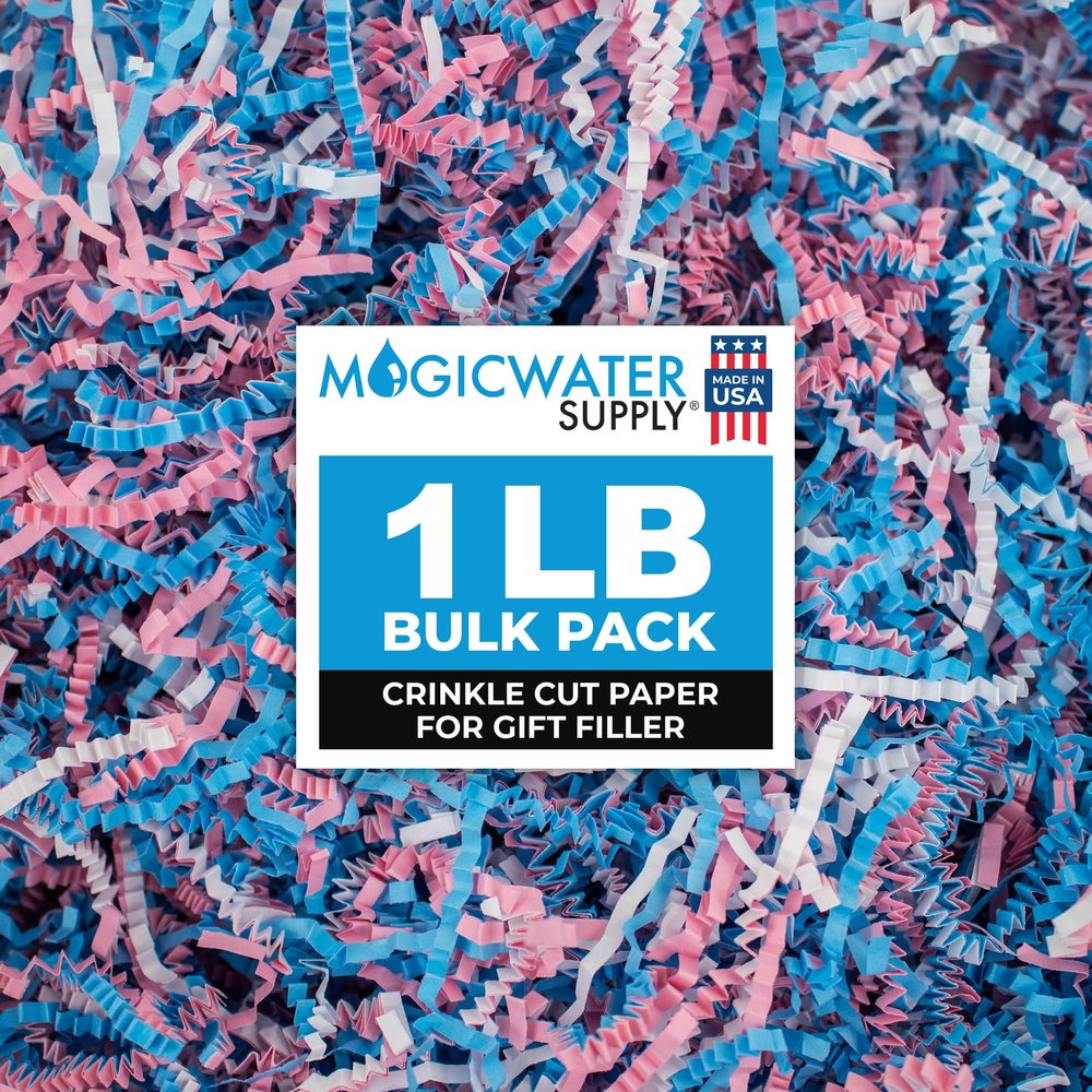 MagicWater Supply Crinkle Cut Paper Shred Filler -1LB Baby Blend-Decorative & Protective Packaging for Bridesmaid Gifts & Bridesmaid Proposal Gifts Holiday Stuffers Birthdays Wedding & Anniversaries