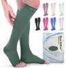 Doc Miller Open Toe Compression Socks, 20-30 mmHg, Toeless Compression Sleeves for Legs, Knee High Stockings for Shin Splints, Varicose Veins, Travel, Calf Support & Muscle Recovery, Men & Women, Pair view 1