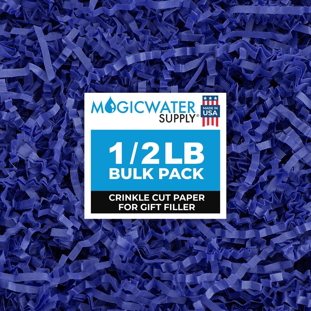 MagicWater Crinkle Cut Paper for Gift Baskets - 1/2 LB - Royal Blue - Perfect for Shredded Paper Filler, Basket Filler, Gift Boxes, Bridesmaid Gifts,Christmas Stuffers & More Ideal for All Occasions