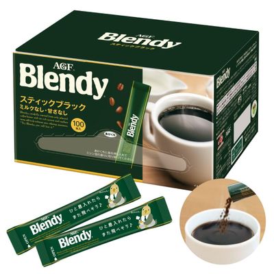 AGF Blendy Stick Black Coffee 100 Pieces Water Soluble Instant Made in JAPAN - Tokyo Sakura Mall