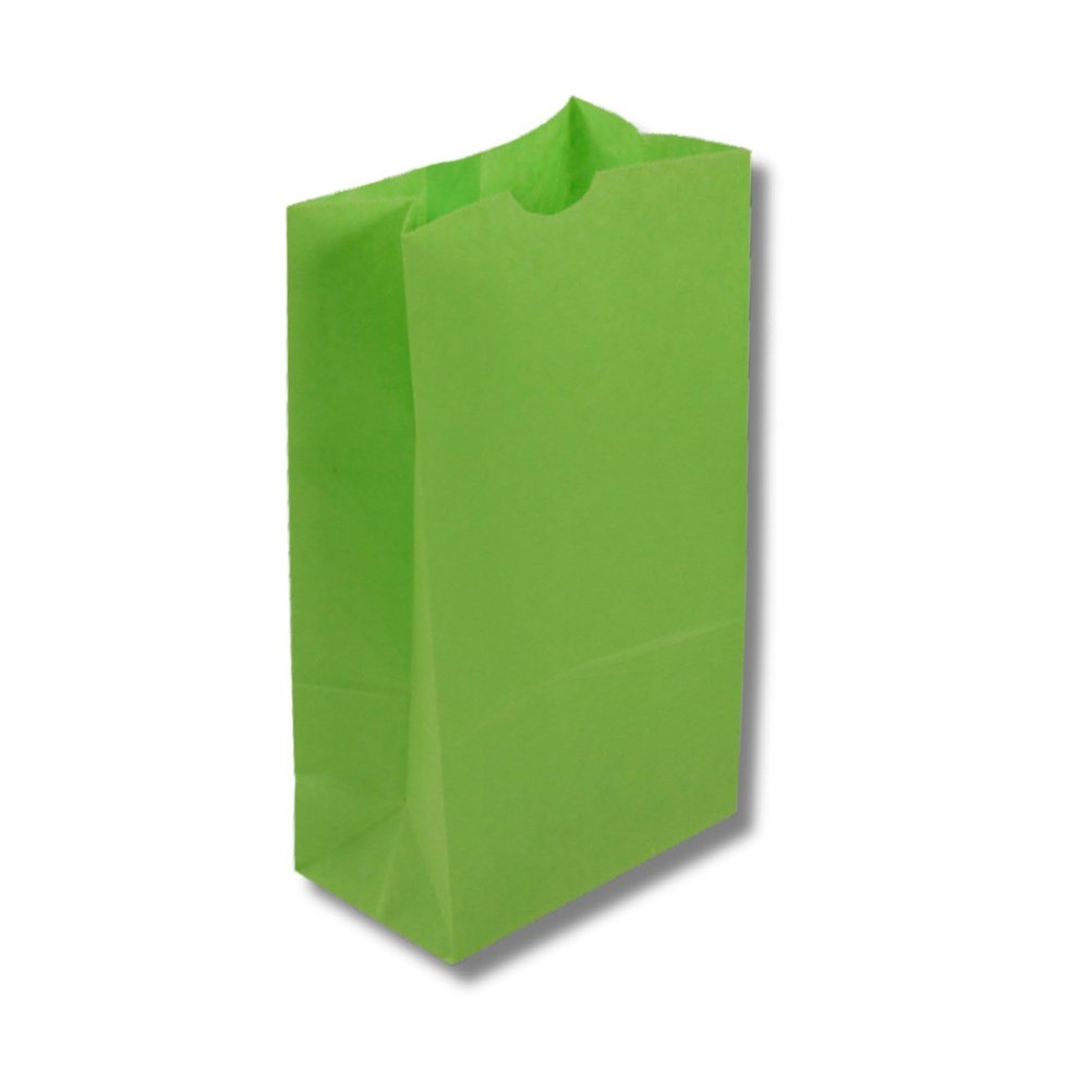 SOS Paper Bags, 6 Lb Capacity, Lime Green Kraft Paper Bags, 6"x 3.6"x 11.1" (500 Count)