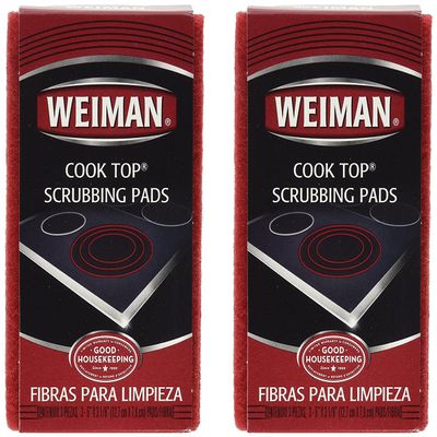 Weiman Ceramic & Glass Cooktop Cleaner, 3 Count, 2 Pack - Cut Through The Toughest Stains - Scrubbing Pads Carefully Wipe Away Residue