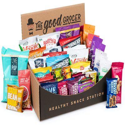 All Natural Healthy Snack Station (50 Count) by The Good Grocer - Office Snacks, Variety Pack, School Lunches (Includes Display Box)