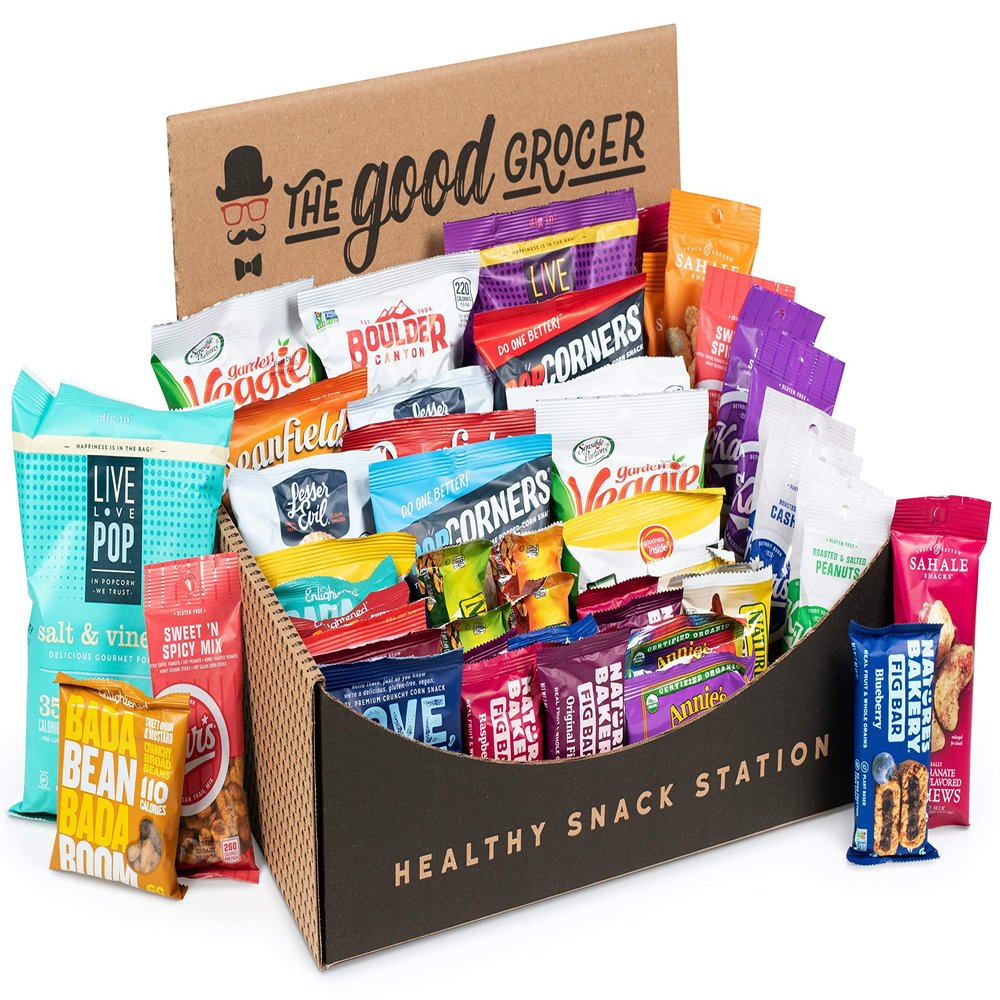 All Natural Healthy Snack Station (50 Count) by The Good Grocer - Office Snacks, Variety Pack, School Lunches (Includes Display Box)