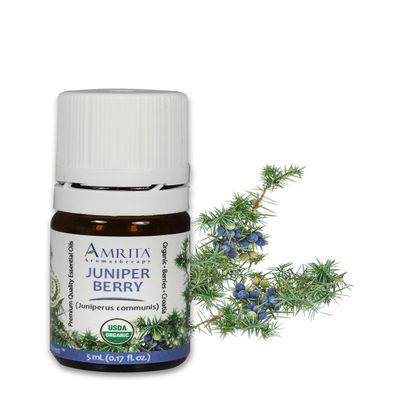 Amrita Aromatherapy Organic Juniper Berry Essential Oil, 100% Pure Undiluted Juniperus communis, Therapeutic Grade, Premium Quality Aromatherapy Oil, Tested & Verified, 5ML