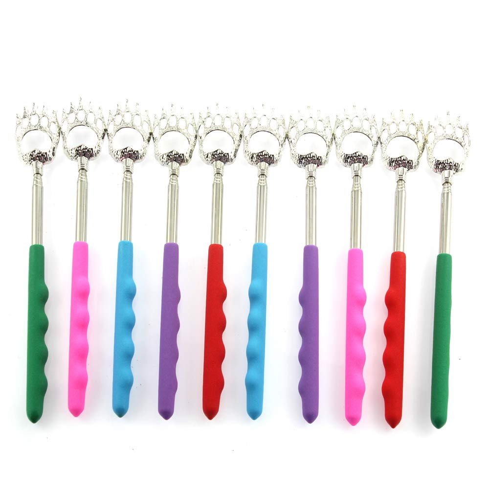 10 Pieces Back Scratchers Telescopic Bear Claw Back Itching Scratcher Scalp Hand Massager Tool with Wave Handles(Random Color) (10)