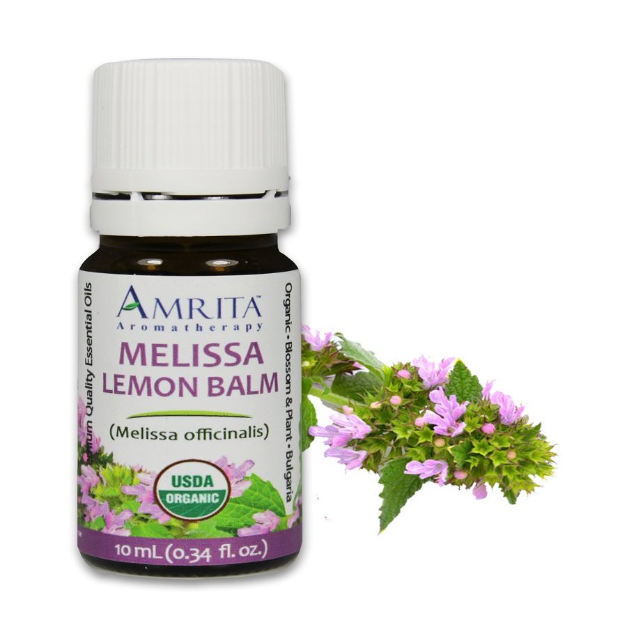 Amrita Aromatherapy Organic Melissa Lemon Balm Essential Oil, 100% Pure Undiluted Melissa officinalis, Therapeutic Grade, Premium Quality Aromatherapy Oil, Tested & Verified, 10ML