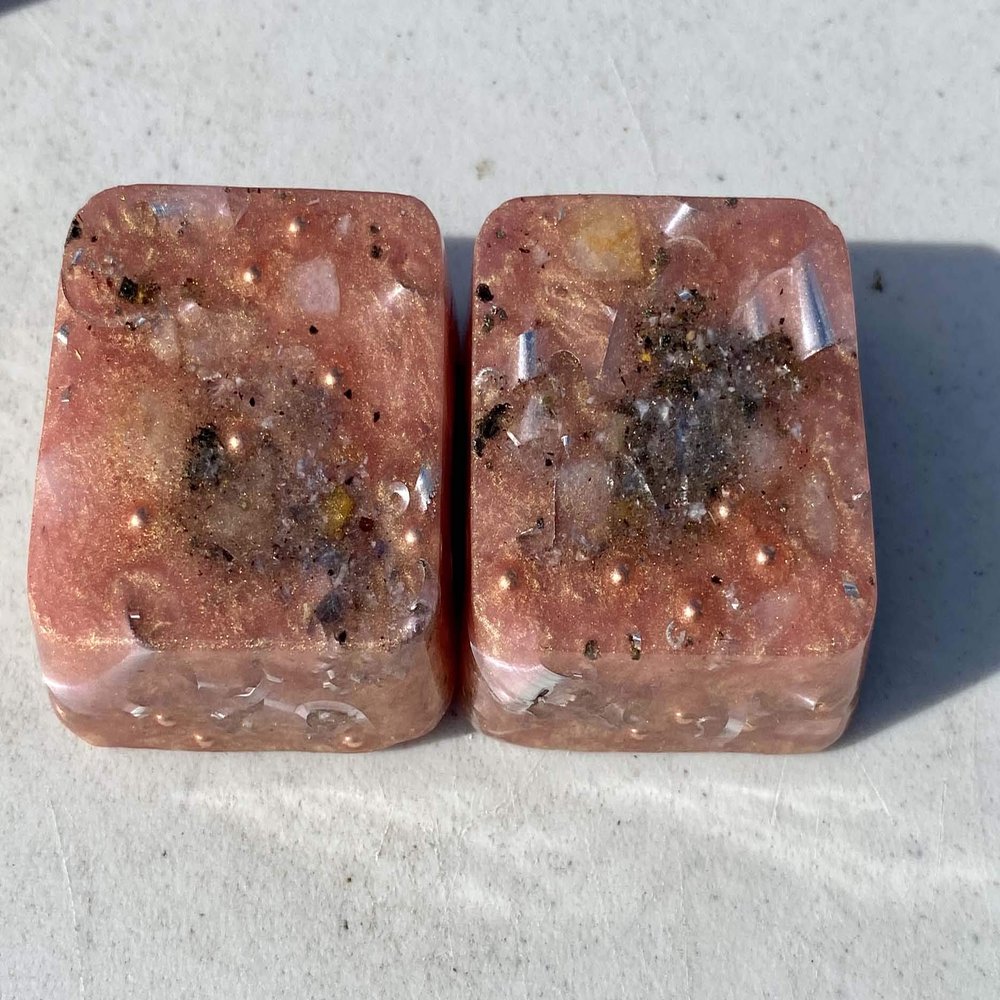 Pink Gold 2 Mini Cube Tower Busters Crystal Orgone Many Beautiful Ingredients!! (Pink Gold)