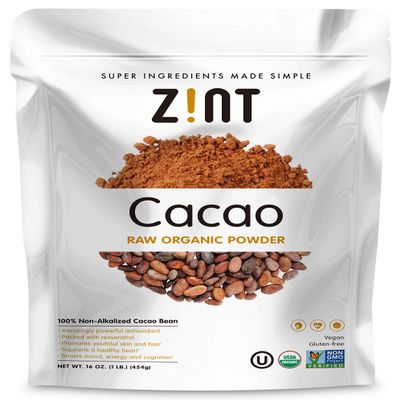 Zint Organic Cacao Powder (16 oz): Raw Non-Alkalized Chocolate With Powerful Antioxidants and Resveratrol
