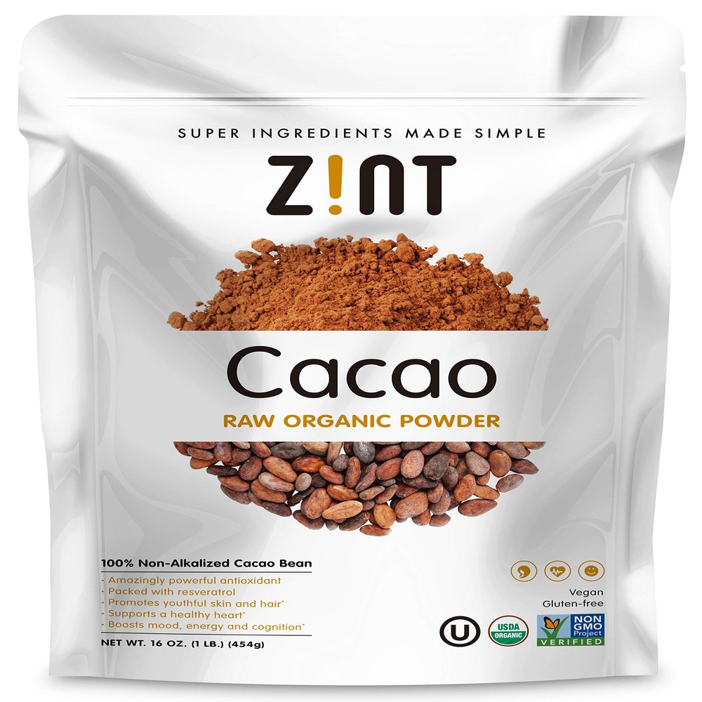 Zint Organic Cacao Powder (16 oz): Raw Non-Alkalized Chocolate With Powerful Antioxidants and Resveratrol