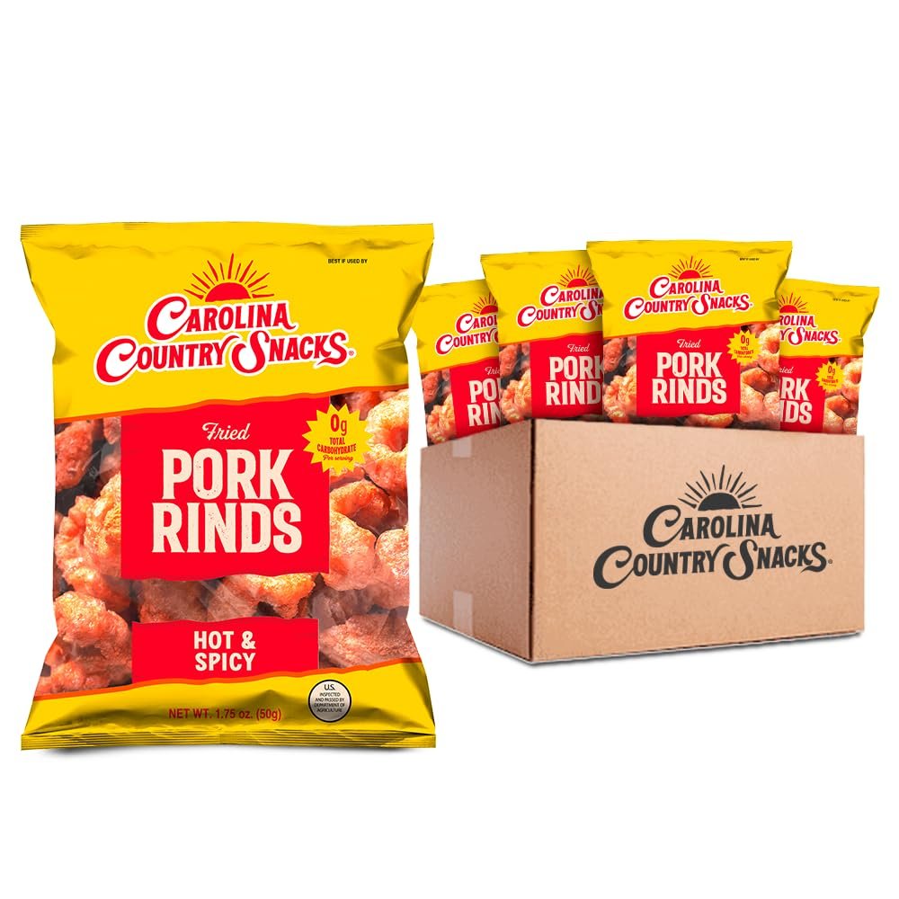 Fried Pork Rinds Hot and Spicy 6 bags (1.75oz each)