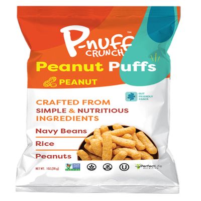 Pnuff Crunch Peanut Butter Puffs - Healthy Snacks, Low Calorie Snacks, Gluten Free Snacks, Vegan, High Protein, Keto, Office Snacks, Low Sugar, as Seen on Shark Tank - Original, 1 Oz Bag (Pack of 12)