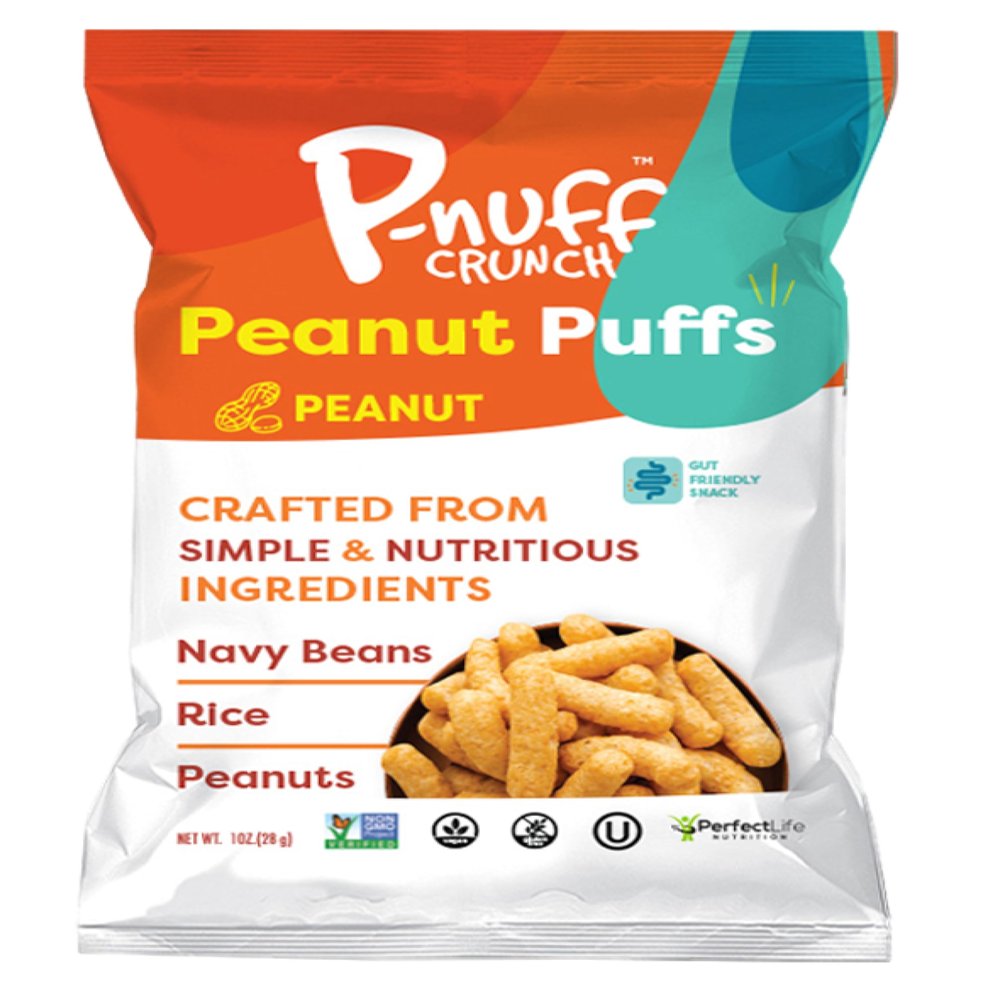 Pnuff Crunch Peanut Butter Puffs - Healthy Snacks, Low Calorie Snacks, Gluten Free Snacks, Vegan, High Protein, Keto, Office Snacks, Low Sugar, as Seen on Shark Tank - Original, 1 Oz Bag (Pack of 12)
