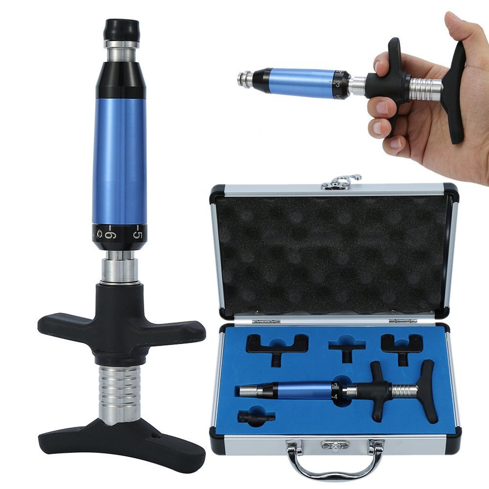 6 Levels Manual Forth Heads Spinal Massager, Portable Chiropractic Adjustment Kit Spine Back Massage Tool (4 Heads)