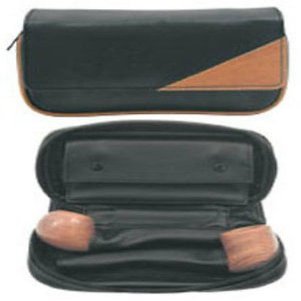 Black & Brown PU Leather Combination Pipe Pouch Holds 2 Pipes
