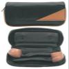 Black & Brown PU Leather Combination Pipe Pouch Holds 2 Pipes view 1