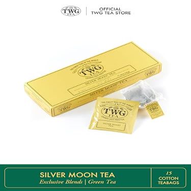 TWG Tea | Silver Moon Tea | Green Tea | Grand Berry & Vanilla | 15 Hand Sewn Cotton Tea Bags | Gift Set