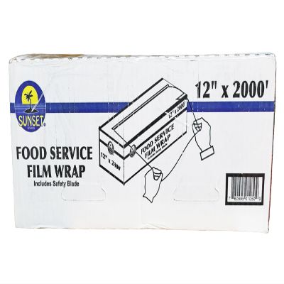 Sunset Food Service Plastic Film Wrap - 12" x 2000' - Includes Safety Blade