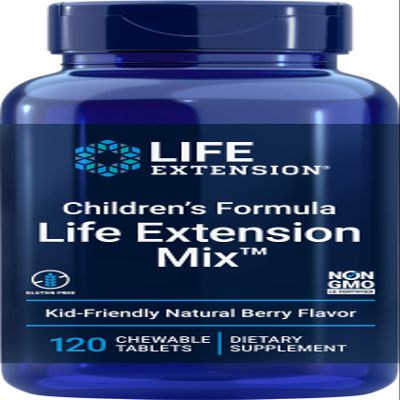 Life Extension Children's Formula Mix, multivitamin for Kids, 18 Essential Vitamins and Minerals, Berry Flavored with no Added Sucrose, Gluten-Free, Non-GMO, 120 chewable Tablets