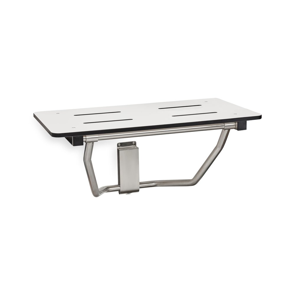 Seachrome Lift-Assist Shower Seat, Yoke-Style Bench, Wall Mount, 32" x 15", Solid White Phenolic