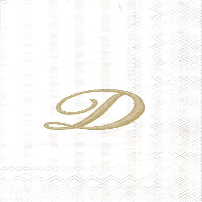 Ideal Home Range 3-Ply Paper Monogram Guest Towel, White/Gold (Pack of 2) (2, Letter D)