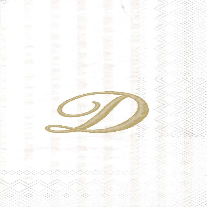 Ideal Home Range 3-Ply Paper Monogram Guest Towel, White/Gold (Pack of 2) (2, Letter D)