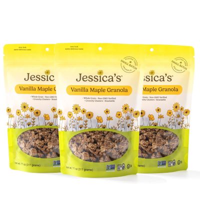 Jessicas Vanilla Maple Granola - Handmade, Non-GMO, Gluten-Free, Whole Grain, 11oz (3 Pack)