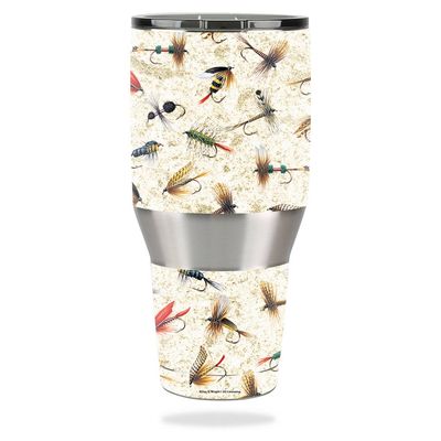 MightySkins Skin Compatible with Ozark Trail 40 oz Tumbler Fishing Flies | Protective, Durable, and Unique Vinyl Decal wrap Cover | Easy to Apply, Remove, and Change Styles | Made in The USA