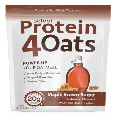PEScience Protein4Oats, Powder to Make Amazing Tasting Protein Oatmeal, with Whey and Casein, Gluten Free, Maple Brown Sugar, 12 Servings