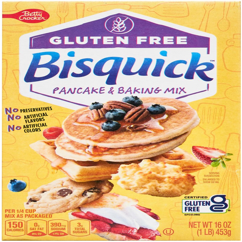 Betty Crocker Bisquick Baking Mix, Gluten Free Pancake and Waffle Mix, 16 oz Box (Pack of 4)