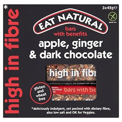 Eat Natural Gluten Free Apple, Ginger, Dark Chocolate Bars - 3 x 45g (0.3lbs)