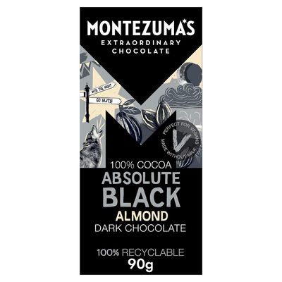 Montezuma's Absolute Black Chocolate With Almonds 90g (Pack of 2)
