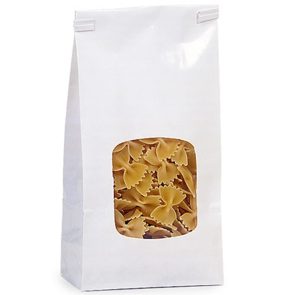 1 Lb White Window Coffee Bags - 4-3/4in. x 2 1/2in. x 9 1/2in. - Pack of 100