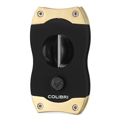 Colibri Premium V-Cut Cigar Cutter - Ergonomic Stainless Steel Spring-Loaded Blade, Ideal for up to 60+ Ring Gauge - Gift for Cigar Enthusiasts (Brushed Gold)