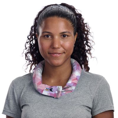 KOOLGATOR Evaporative Cooling Neck Wrap  Reusable Neck Cooler with Long Lasting Relief During Hot Weather Activities, Sports, & Outdoor Work, Pink Geometric, 1 Pack