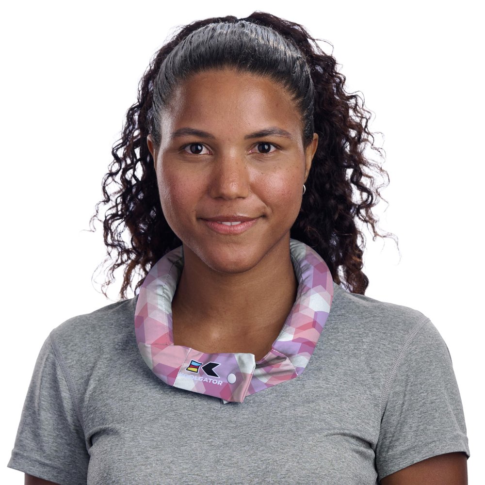 KOOLGATOR Evaporative Cooling Neck Wrap Reusable Neck Cooler with Long Lasting Relief During Hot Weather Activities, Sports, & Outdoor Work, Pink Geometric, 1 Pack