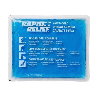 Rapid Relief Reusable Hot & Cold Gel Compress with Contour-Gel 9x11-Inch Large Cold Compress Blue Ice Pack for Injuries