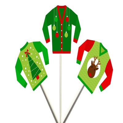 Ugly Sweater Cupcake Toppers MTL, Tacky Sweater Cupcake Toppers (12 Count)