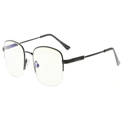 Eyekepper Blue Light Blocking Reading Glasses Bendable Titanium Memory Readers Half-Rim Computer Glasses, Light Amber Tinted Lenses (Black,+0.50)