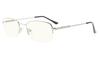Eyekepper Blue Light Blocking Reading Glasses Bendable Titanium Memory Readers Half-Rim Computer Glasses, Light Amber Tinted Lenses (Silver,+2.25) view 1