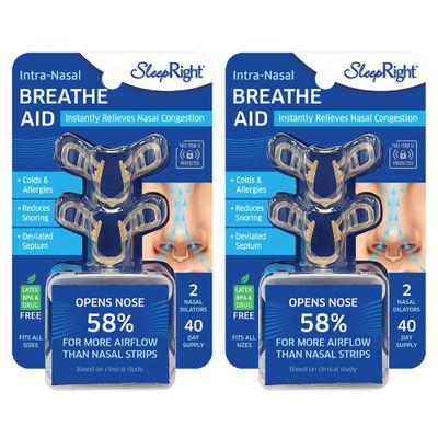 SleepRight Intra-Nasal Breathe Aids Breathing Aids for Sleep Nasal Dilator Snore Reducer - 2 Pack (4 Count)