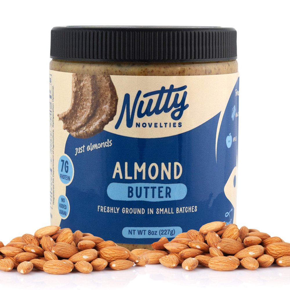 Nutty Novelties Classic Almond Butter - High Protein, Sweet Nut Butter - No Added Sugar - All-Natural, Pure Almond Butter Free of Cholesterol & Preservatives - Vegan Nut Butter - 8 Ounces