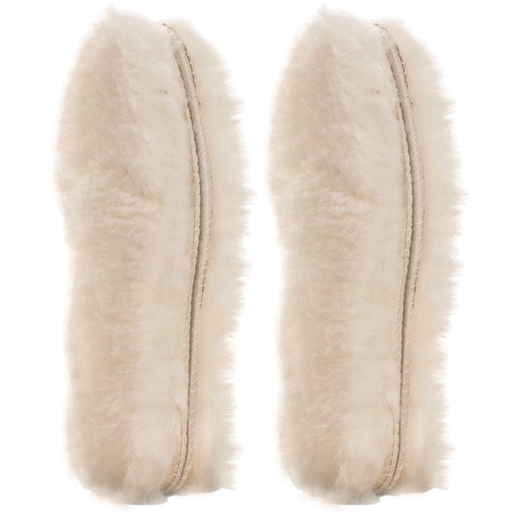 [2 Pair]Real Pure Sheepskin Luxury Insoles Sheepskin Lambswool Blended Shoe Insoles | Durable & Fluffy Perfect for Flat, Beige, [2-Pairs]US 9