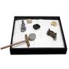 Nature's Mark Mini Zen Garden Kit for Desk with Rake, White Sand, Buddha Figure, Bridge Figure and River Rocks, Black Rectangle Base view 1