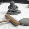Nature's Mark Mini Zen Garden Kit for Desk with Rake, White Sand, Buddha Figure, Bridge Figure and River Rocks, Black Rectangle Base view 3