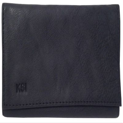 Black Leather Surgical Rubber Lined Tri-Fold Rollup Double Pocket Pipe Product Pouch