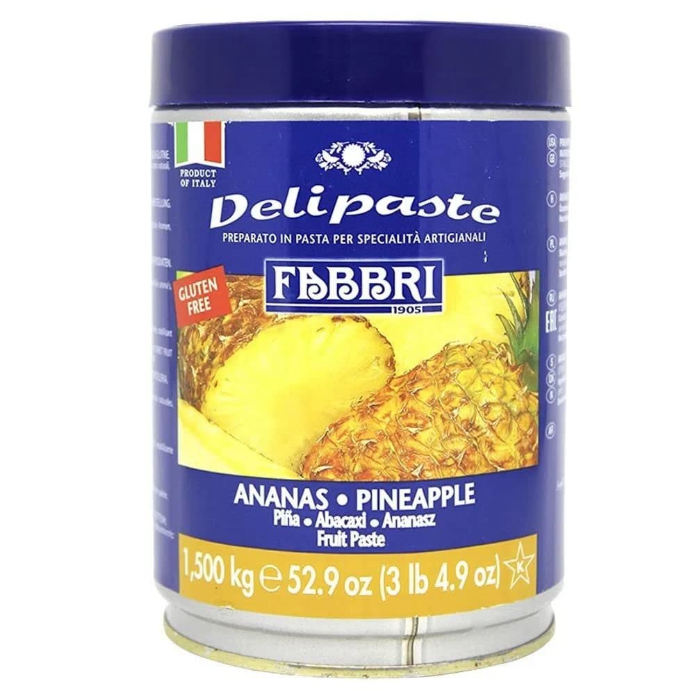 Fabbri Delipaste Pineapple, Flavoring Compound for Gelato, Ice Cream, Soft Serve, Pastry and Confectionary - 1 Tin of 3.3 lb