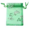 Zhiheng 100pcs Organza Wedding Party Gift Bags Butterfly Drawstring Pouches Jewelry Gift Bags Christmas Party Gift Favor Bags (4"x6", Green)