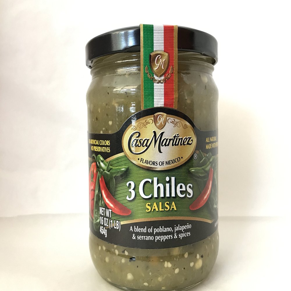 Casa Martinez Salsas ( Medium) 3 chiles salsa 16 oz. (pack of 4)
