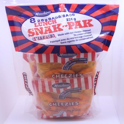 Hawkins Cheezies Lunch Snak-Pak 8 28 gram bags, 224 gram total - {Imported from Canada}